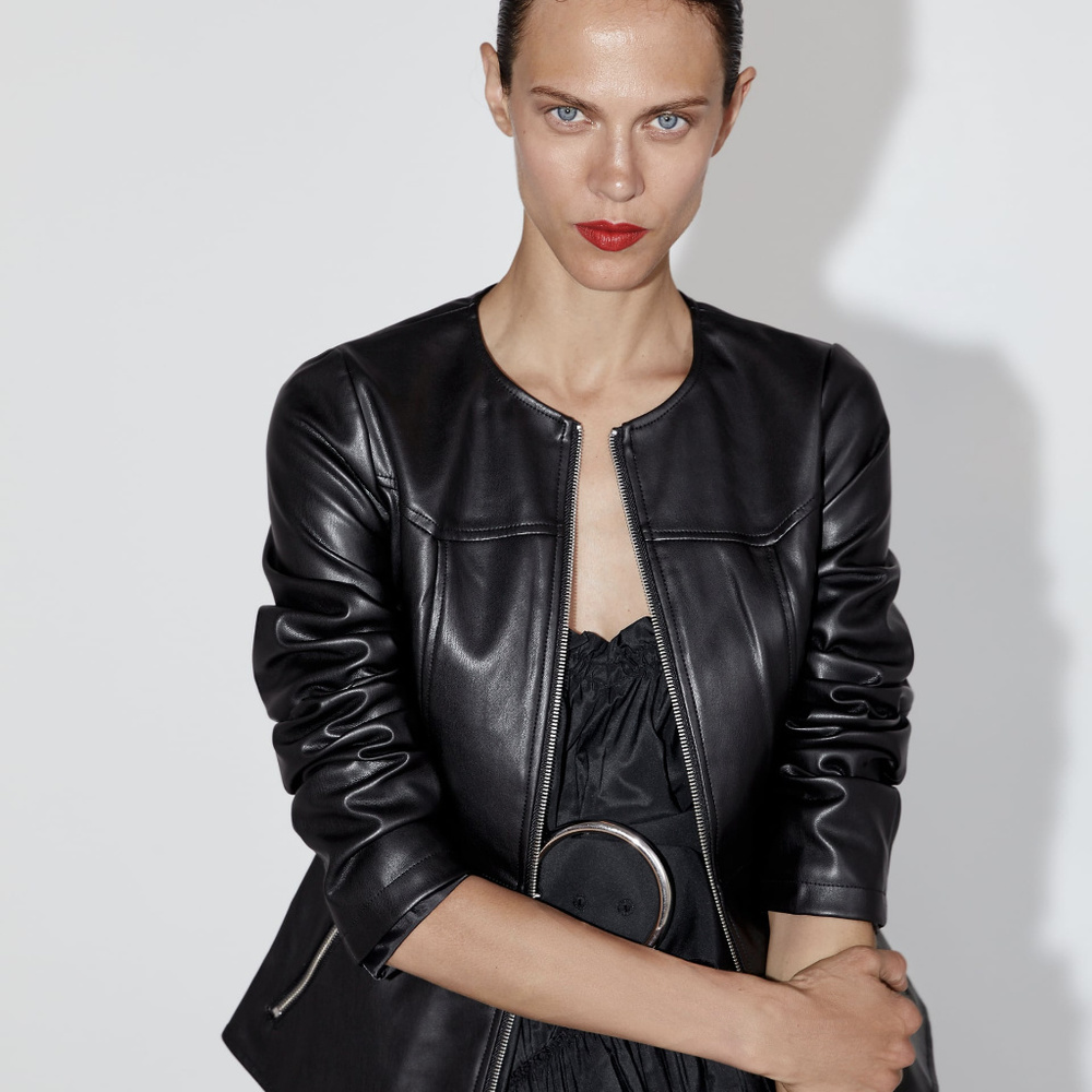 ZARA BLACK JACKET LEATHER  SIDE XL